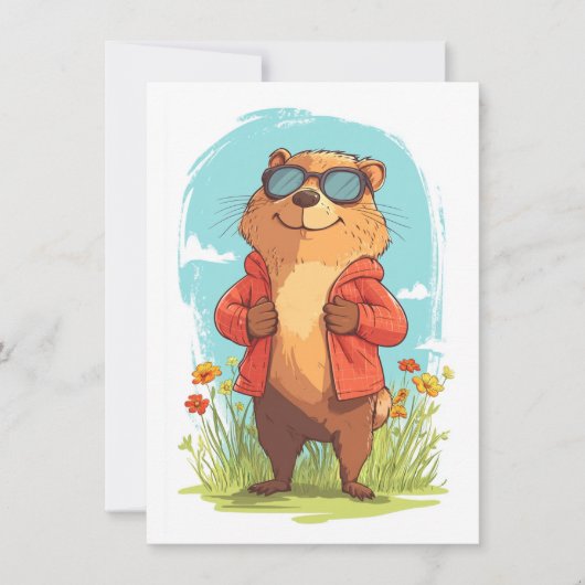 Happy Groundhog Day Cute Colorful Woodchuck  Feestdagenkaart (Voorkant)