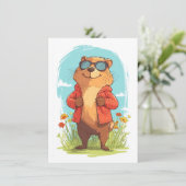 Happy Groundhog Day Cute Colorful Woodchuck  Feestdagenkaart (Staand voorkant)