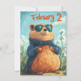 Happy Groundhog Day Cute Colorful Woodchuck  Feestdagenkaart