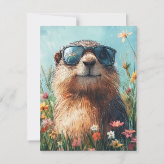 Happy Groundhog Day Cute Colorful Woodchuck  Feestdagenkaart (Voorkant)