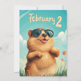 Happy Groundhog Day Cute Watercolor Woodchuck  Feestdagenkaart