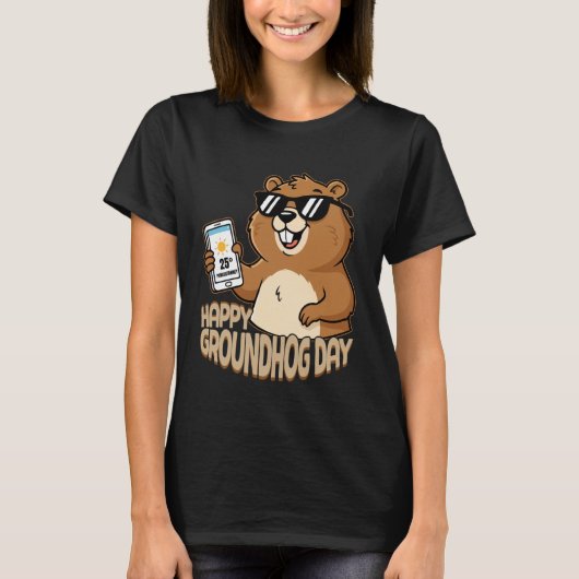 Happy Groundhog Day Cute Woodchuck Funny Groundhog T-shirt (Voorkant)