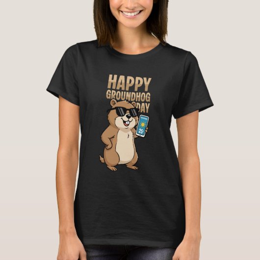 Happy Groundhog Day Cute Woodchuck Groundhog Holid T-shirt (Voorkant)