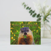 Happy Groundhog Day Eating Flower Briefkaart (Staand voorkant)