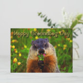 Happy Groundhog Day Eating Flower Kaart (Staand voorkant)