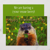 Happy Groundhog Day Eating Flower Kaart (Voorkant / Achterkant)