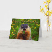 Happy Groundhog Day Eating Flower Kaart (Gele Bloem)