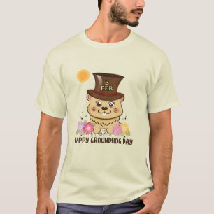 HAPPY GROUNDHOG DAY FEB 2 MANNEN T-SHIRT