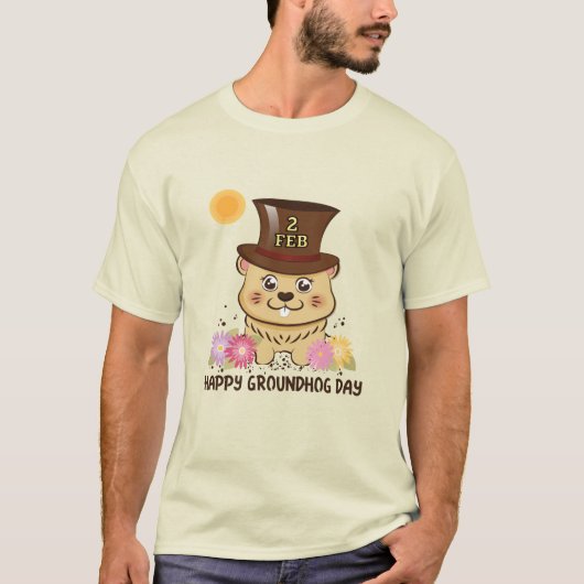 HAPPY GROUNDHOG DAY FEB 2 MANNEN T-SHIRT (Voorkant)