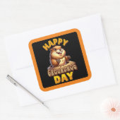 Happy Groundhog Day Februari Vierkante Sticker (Envelop)