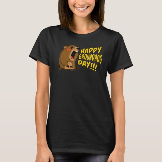 Happy Groundhog Day February 2nd, Cute Groundhog C T-shirt (Voorkant)