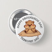 Happy Groundhog Day | February 2nd Ronde Button 5,7 Cm (Voorkant /achterkant)