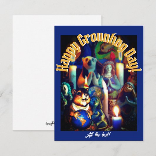 Happy Groundhog Day Feestdagenkaart (Voorkant / Achterkant)