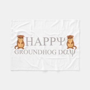 happy Groundhog Day Fleece Deken