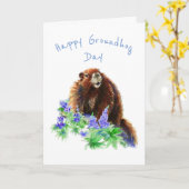 Happy Groundhog Day Fun Spring Animal Waterverf Kaart (Gele Bloem)
