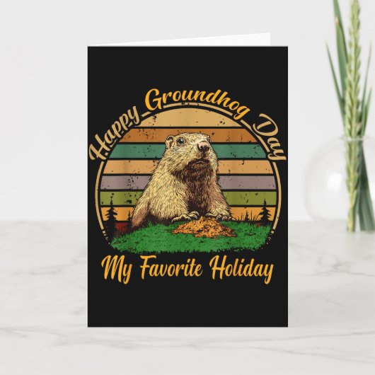 Happy Groundhog Day Funny Cute Ground Hog Animal L Kaart (Voorkant)