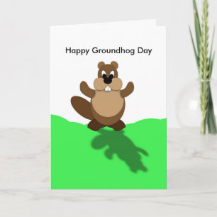 Happy Groundhog Day, Groundhog Arms Up Kaart