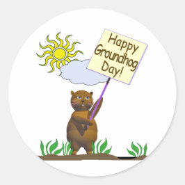 Happy Groundhog Day Groundhog Ronde Sticker