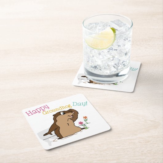 Happy Groundhog Day Kartonnen Onderzetters (Insitu)