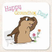 Happy Groundhog Day Kartonnen Onderzetters (Voorkant)
