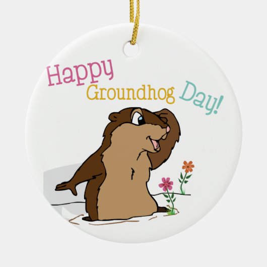 Happy Groundhog Day Keramisch Ornament (Voorkant)