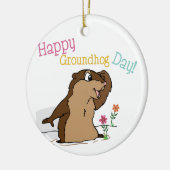 Happy Groundhog Day Keramisch Ornament (Links)