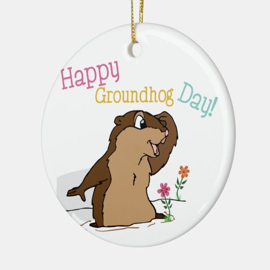 Happy Groundhog Day Keramisch Ornament (Links)