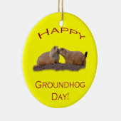 Happy Groundhog Day Kiss Keramisch Ornament (Rechts)