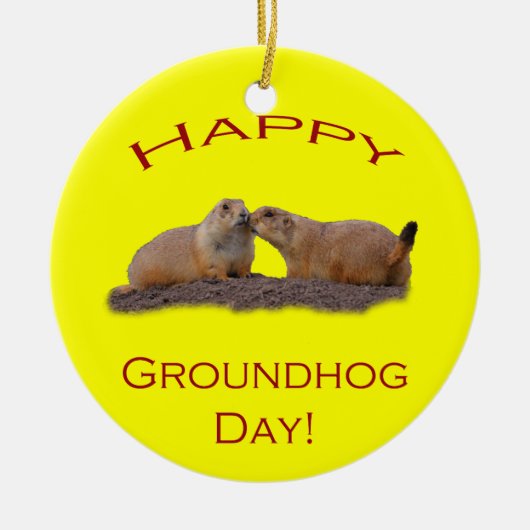 Happy Groundhog Day Kiss Keramisch Ornament (Voorkant)