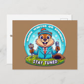 Happy Groundhog Day: Lente- of winternieuwsbericht Briefkaart (Voorkant / Achterkant)