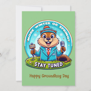 Happy Groundhog Day: Lente- of winternieuwsbericht Feestdagenkaart
