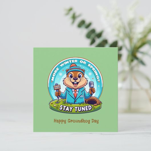 Happy Groundhog Day: Lente- of winternieuwsbericht Feestdagenkaart (Staand voorkant)