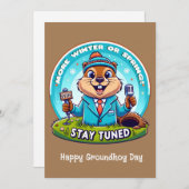 Happy Groundhog Day: Lente- of winternieuwsbericht Feestdagenkaart (Voorkant / Achterkant)