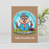 Happy Groundhog Day: Lente- of winternieuwsbericht Feestdagenkaart (Staand voorkant)