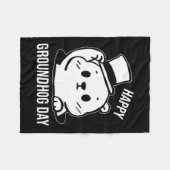 Happy Groundhog Day Line Art  Fleece Deken (Voorkant (Horizontaal))