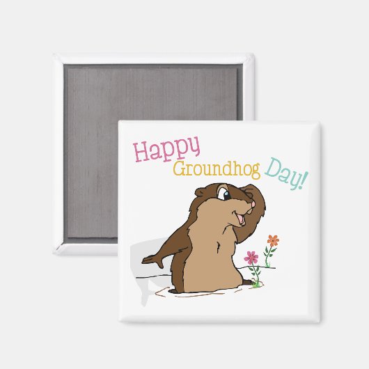 Happy Groundhog Day Magneet (Voorkant / Achterkant)