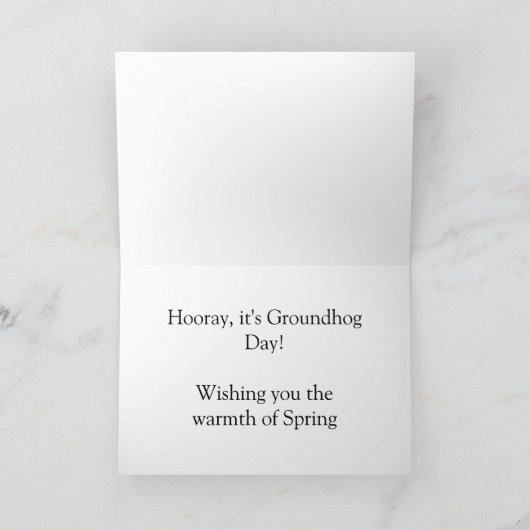 Happy Groundhog Day met grondhoefschaduw op gras Kaart (Binnen)