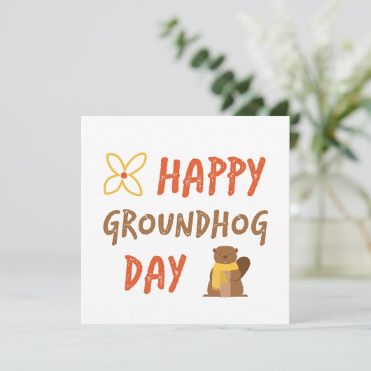 Happy Groundhog Day // Novelty Groundhog Day Blank Kaart (Staand voorkant)