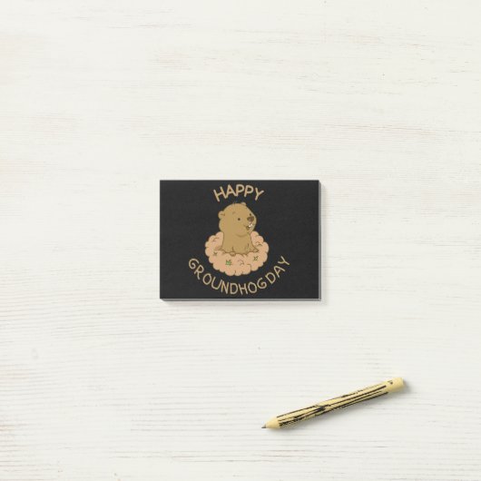 Happy Groundhog Day Post-it® Notes (Op bureau)
