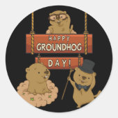 Happy Groundhog Day Ronde Sticker (Voorkant)