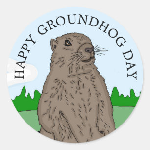 Happy Groundhog Day Ronde Sticker