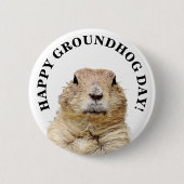 Happy Groundhog Day Schattigee vakantie Button (Voorkant)