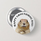 Happy Groundhog Day Schattigee vakantie Button (Voorkant /achterkant)