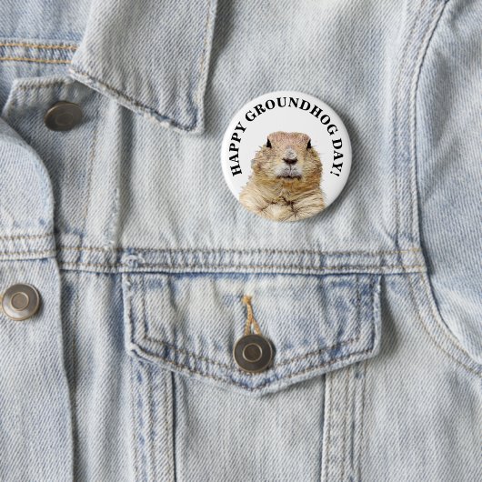 Happy Groundhog Day Schattigee vakantie Button (In situ)