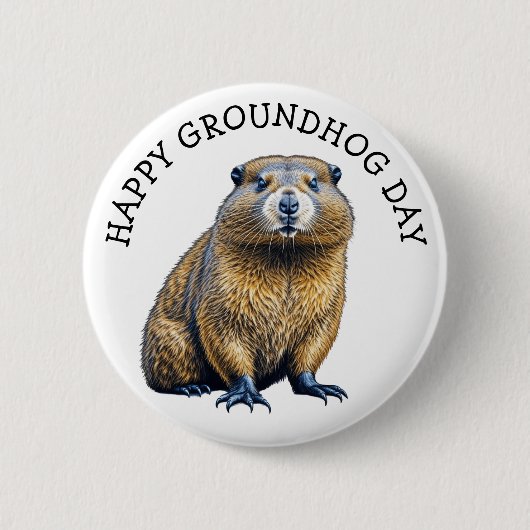Happy Groundhog Day Schattigee vakantie Button (Voorkant)