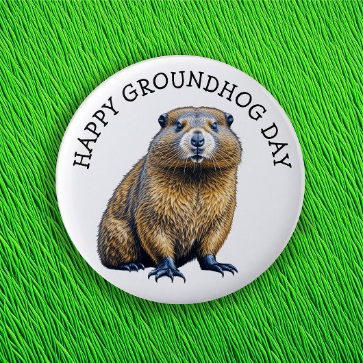 Happy Groundhog Day Schattigee vakantie Button