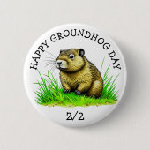 Happy Groundhog Day Schattigee vakantie Button (Voorkant)