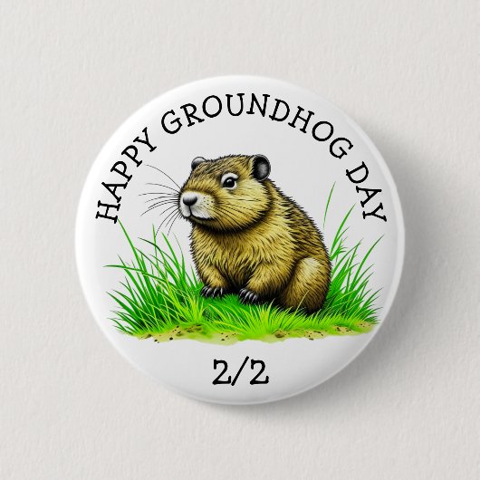 Happy Groundhog Day Schattigee vakantie Button (Voorkant)