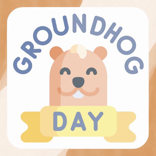 Happy Groundhog Day Smiling Cartoon Vierkante Sticker