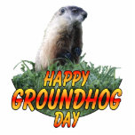 Happy Groundhog Day Staand Fotobeeldje<br><div class="desc">Happy Ground Hog Day-fotosculptuur.</div>